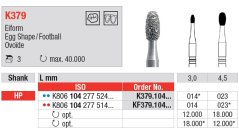 Edenta Lab K379 - Egg shape/Football, K-diamonds nástroje - 3 ks