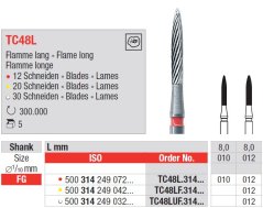 Edenta TC48L - dokončovacie karbidové nástroje, dlhý plameň - 5 ks