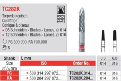 Edenta TC282K - dokončovacie karbidové nástroje, kónické torpédo - 5 ks