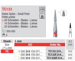 Edenta TC133 - dokončovacie karbidové nástroje, malý špic - 5 ks