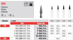 Edenta 860 - diamantové nástroje, extra krátky plameň - 5 ks