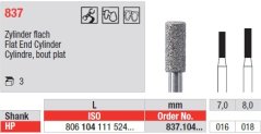 Edenta Lab 837 - Flat End Cylinder, diamantové nástroje - 3 ks