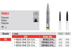 Edenta W863 - White Tiger diamantové nástroje, dlhý plameň - 3 ks