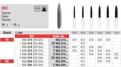 Edenta 863 - diamantové nástroje, plameň - 5 ks