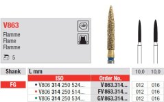 Edenta V863 - DiaCut diamantové nástroje, dlhý plameň - 5 ks