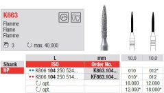 Edenta Lab K863 - Flamme, K-diamonds nástroje - 3 ks